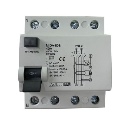 4 Leistungsschalter 415V 63A Polen RCD 3 Phasen-Leistungsschalter