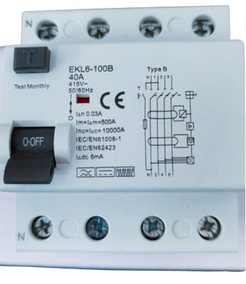 kaufen 2P / Zyklen elektrischer Lebensdauer 2000 Wechselstroms 30mA Leistungsschalter 4P 40A RCCB on-line-Fertigung